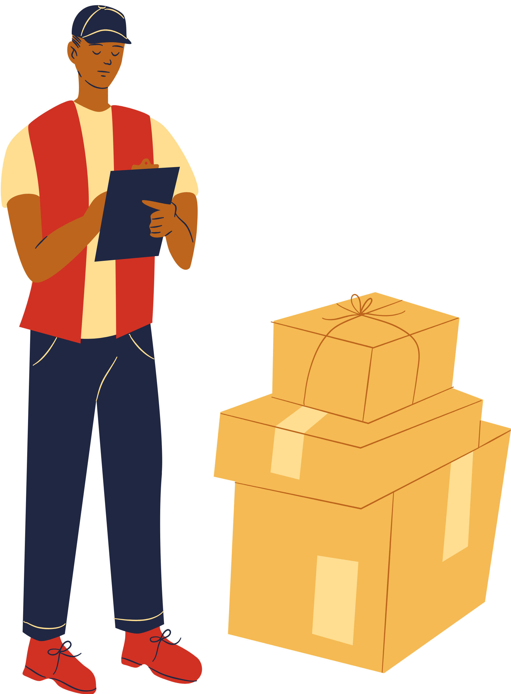 Imagem ilustrativa: entregador assinando entrega